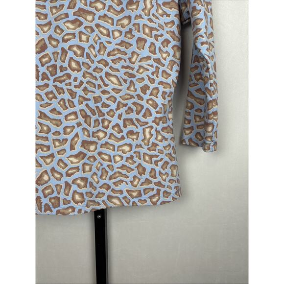 J. McLaughlin Signature Catalina Cloth Blouse Women's Medium Blue Geometric - Picture 9 of 9